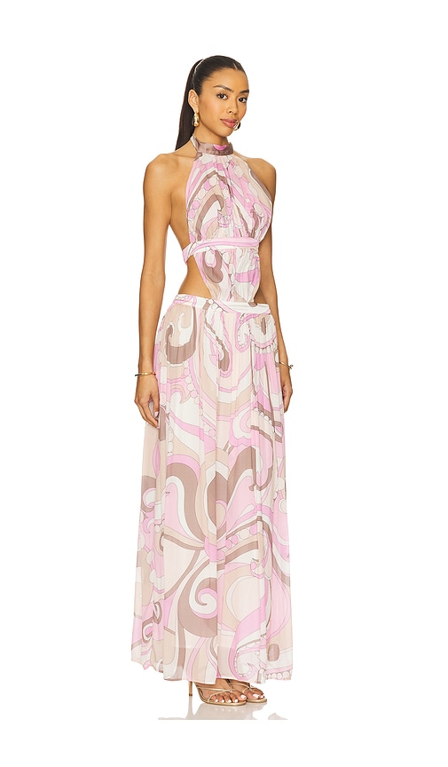 Cin Cin Rosette Maxi Dress In White