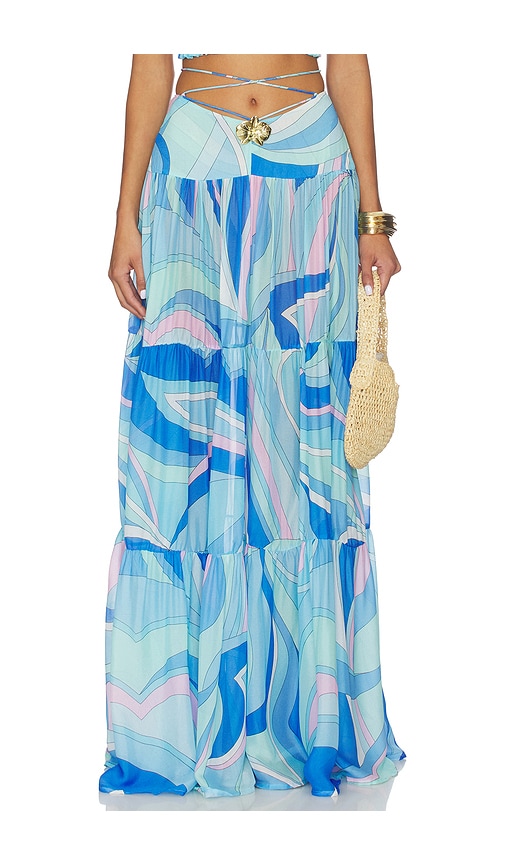 Cin Cin Song Lobster Maxi Skirt In Blue