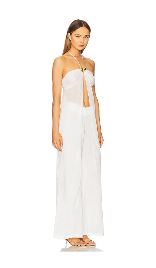 Cin Cin Coral Orchid Drape Top In White