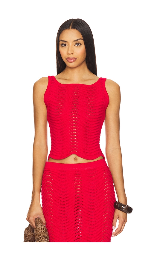 Arc Knit Top in Red. - size XS (also in L, M, S)