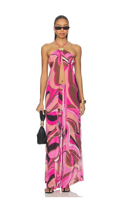 Cin Cin Coral Lobster Drape Top In Pink