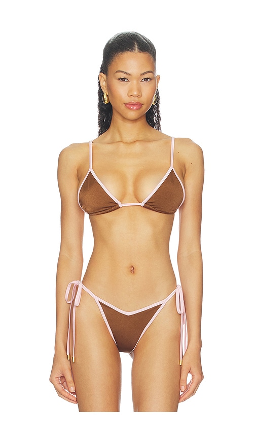 Cin Cin Thrills Bikini Top In Brown