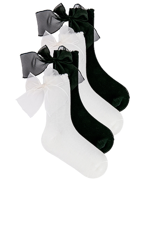 Casa Clara Bordeaux Sock Set In Black,white