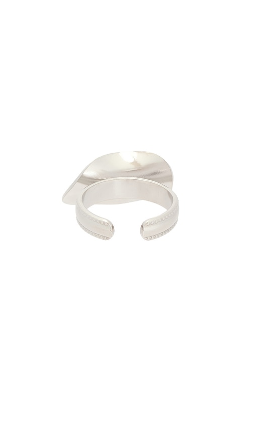  Casa Clara Anya Assymetric Ring In Metallic Silver. 