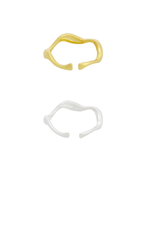  Casa Clara Asymmetrisches Ring-duo Hele In Metallic Gold,metallic Silver. 