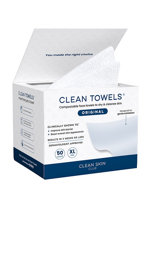Clean Skin Club Original Clean Towels XL 50 Count in White