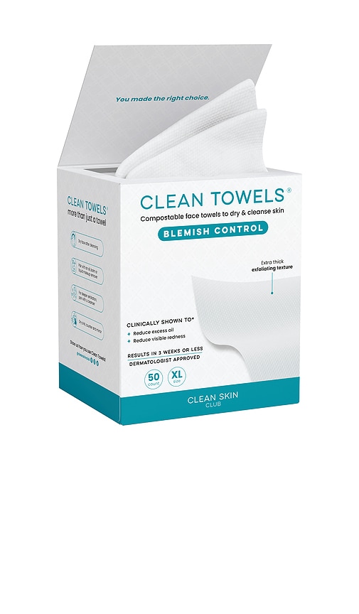 Clean Skin Club Blemish Control Clean Towels XL 50 Count in White