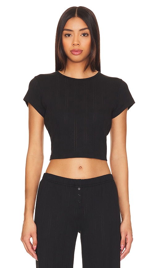 Cou Cou Intimates The Cropped Baby Tee In Black