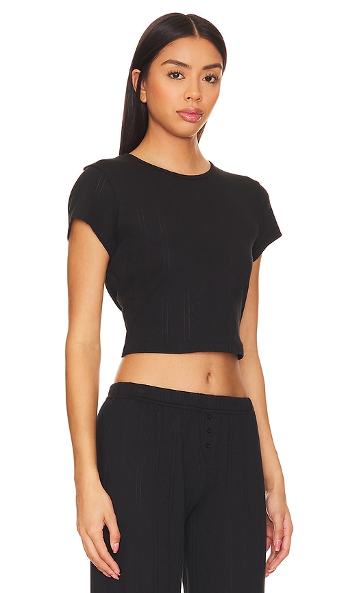 Cou Cou Intimates The Cropped Baby Tee In Black