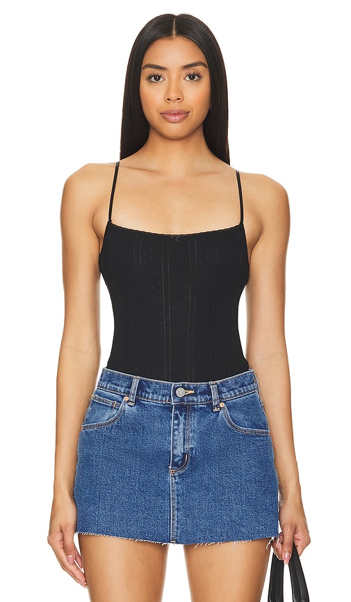 Cou Cou Intimates The Pointelle Bodysuit in Black