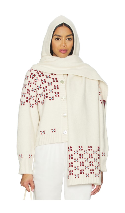 Calle Del Mar Winter Fair Isle Hoodie Scarf In White