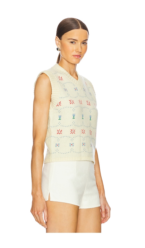 Shop Calle Del Mar Cashmere Fair Isle Vest In Yellow Multi