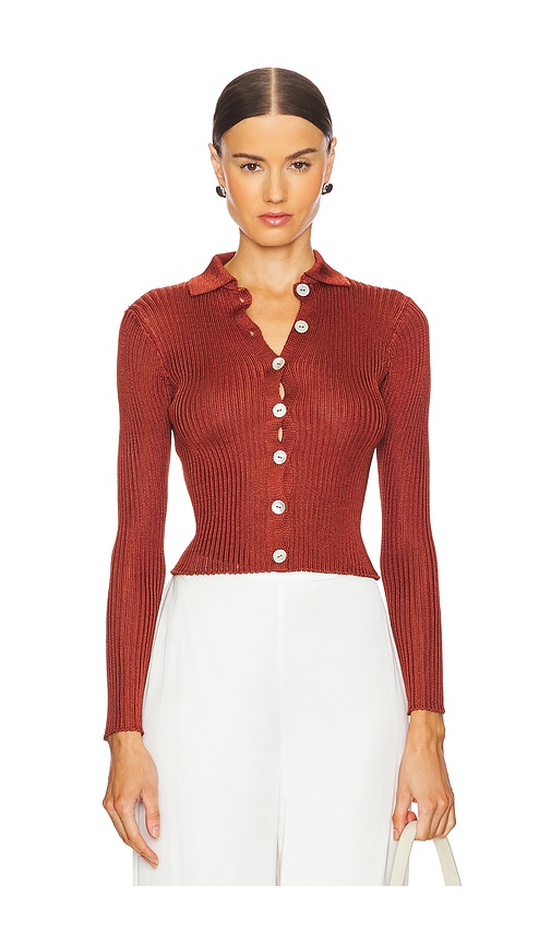 Calle Del Mar Long Sleeve Cardigan In Burgundy