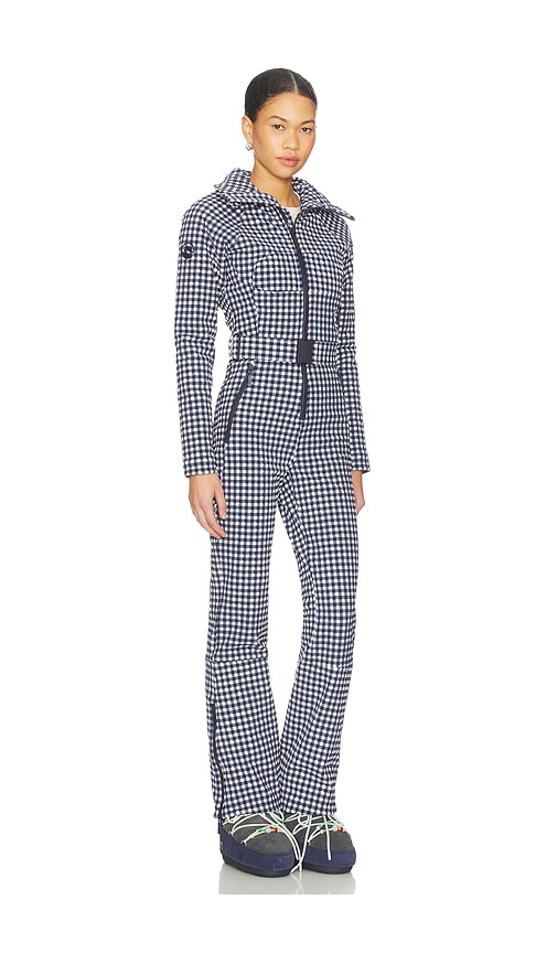 Cordova Chatel Checkered Belted Ski Suit In Blue