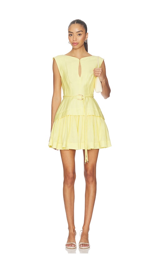 modal ruched a line mini dress in lemon sherbet Leya Modal Ruched A Line Mini Dress in Lemon Sherbet from Oh Polly