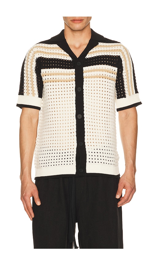 Anderson Striped Crochet Button Down Shirt