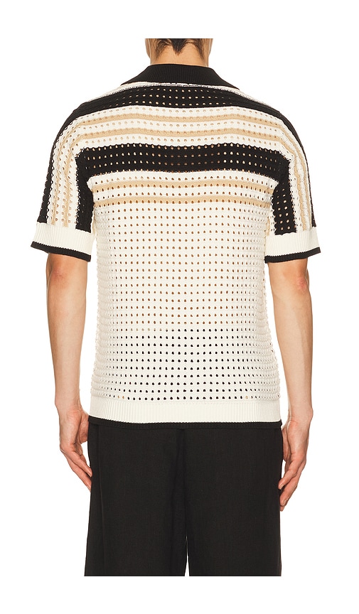  Central Park West Anderson Striped Crochet Button Down Shirt In Cream. Taglia S. Also In M, L, Xl/1x. 