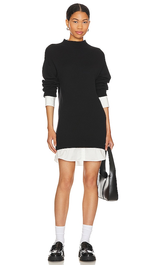 Central Park West Sutton Sweater Shirting Dress In Black