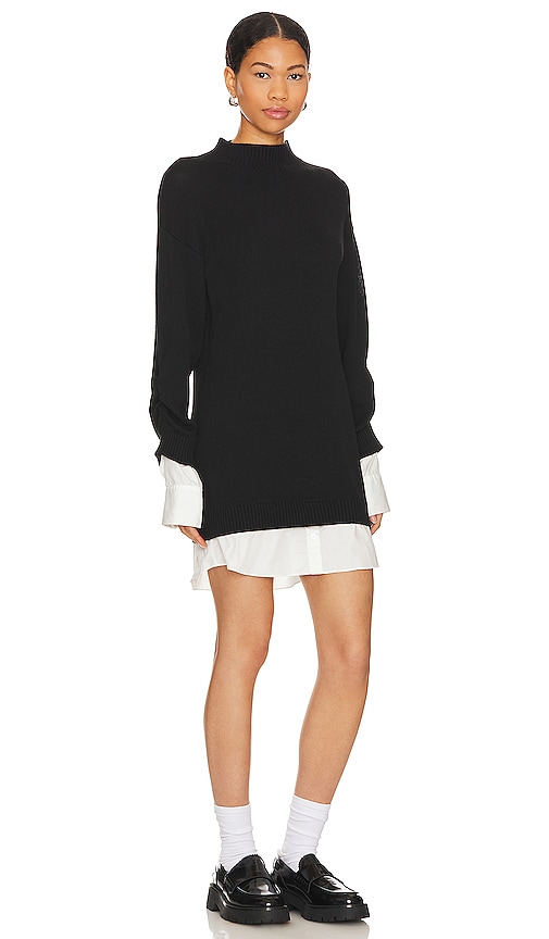 Shop Central Park West Sutton Sweater Shirting Dress In Black