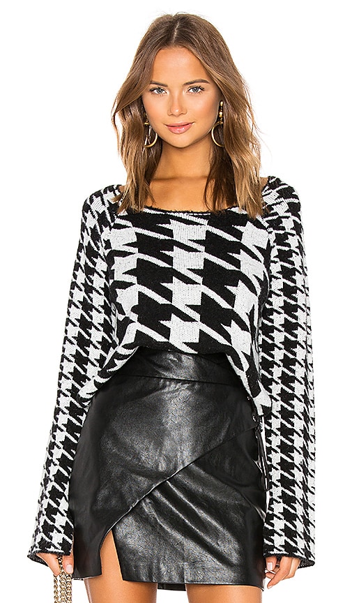 Central Park West Middleberry Cropped Sweater in Houndstooth