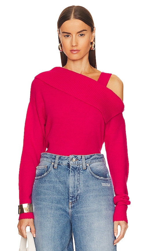 Central Park West Yvonne Cold Shoulder Sweater in Posey | REVOLVE