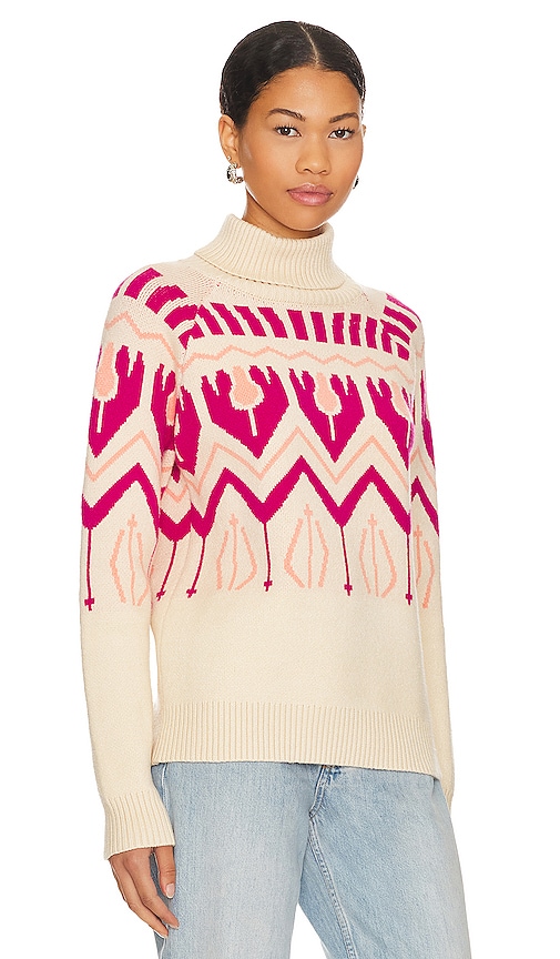 Shop Central Park West Violet Fair Isle Turtleneck Sweater In Pink