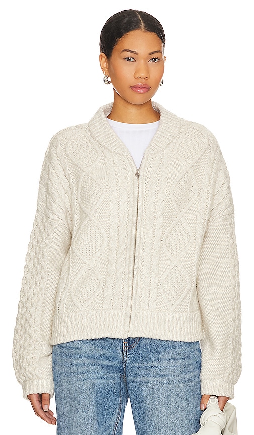 Shop Central Park West Savannah Zip Up Sweater In Ivory