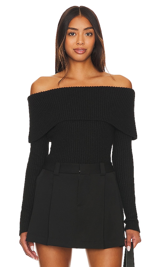 Central Park West Gwyneth Off-shoulder Sweater In Black
