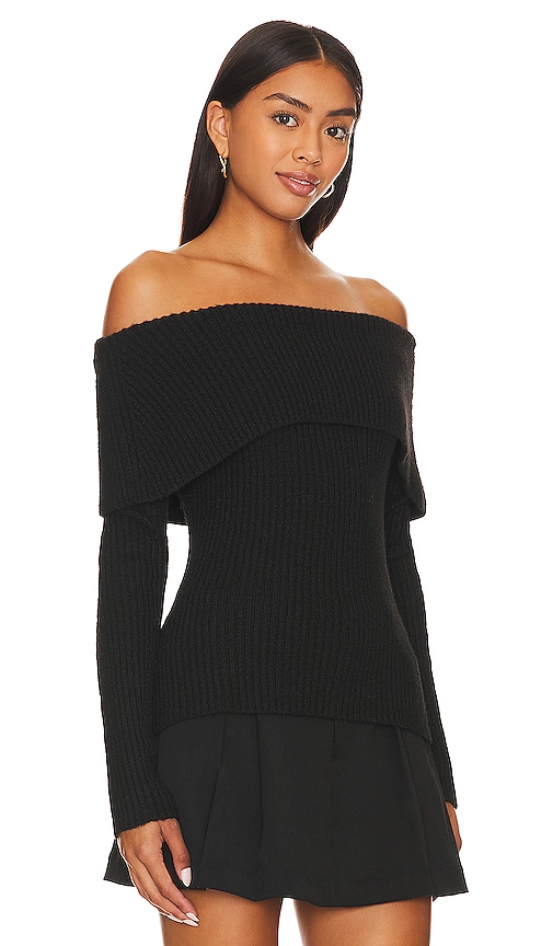 Shop Central Park West Gwyneth Off-shoulder Sweater In Black