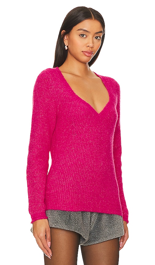 Shop Central Park West Daisy Rib Sweater In Pink