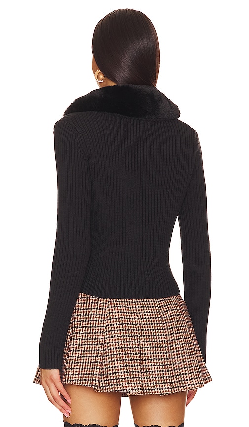  Central Park West Cardigan à Col En Fausse Fourrure Delilah En Black. Taille L. Also En M, S, Xl, Xs. 