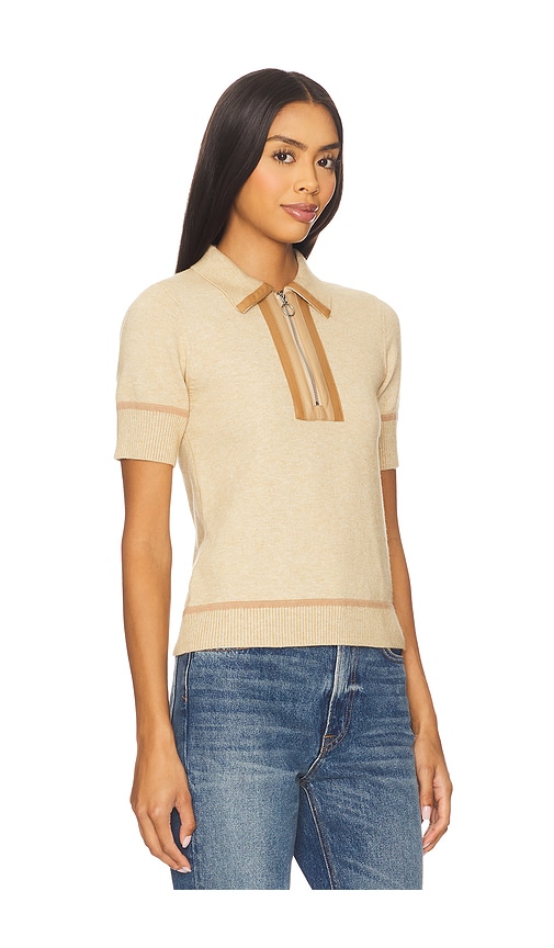 Central Park West Atlast Zip Up Polo In Neutral