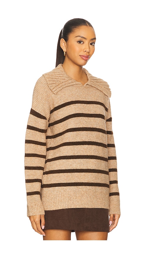 Central Park West Rayna Oversized Collar Sweater In Brown