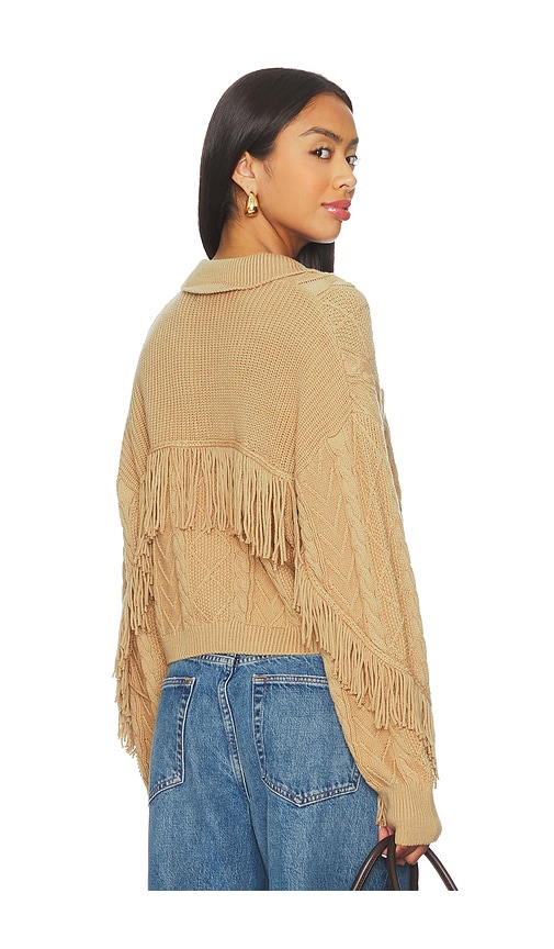 Central Park West Elyse Cabled Fringe Sweater Cardigan