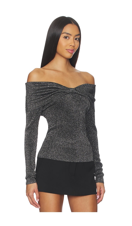 Central Park West Colette Ribbed Lurex Sweater In Black