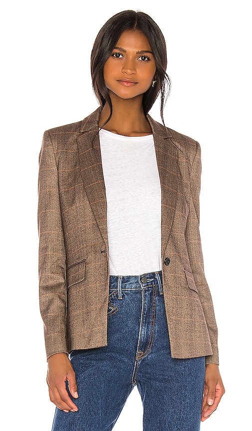 Central Park West Finley Sweater Dickey Blazer in Brown | REVOLVE