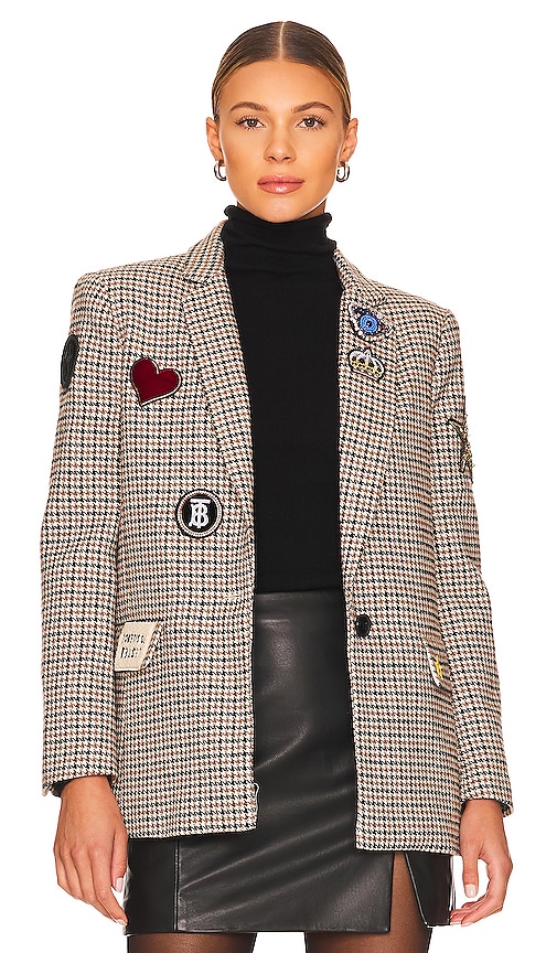 Central Park West Lucky Patches Blazer in Houndstooth | REVOLVE