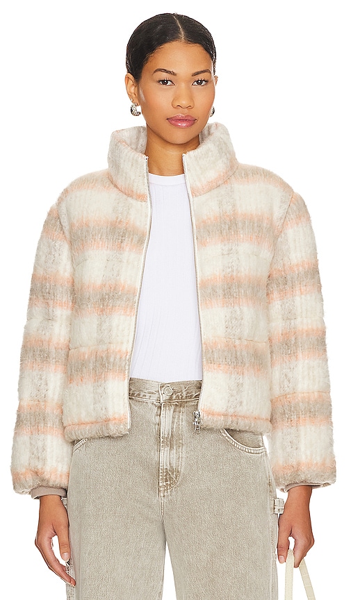 Central Park West Finley Plaid Puffer In Ivory