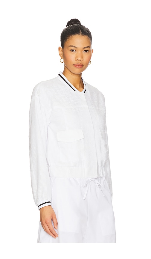 Central Park West Alina Varsity Stripe Bomber