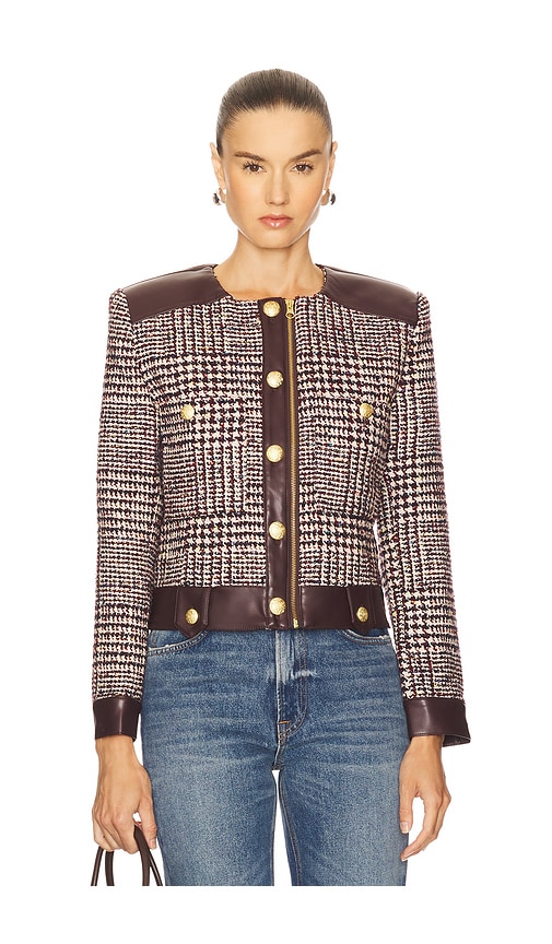 Central Park West Billie Houndstooth Jacket In Multi