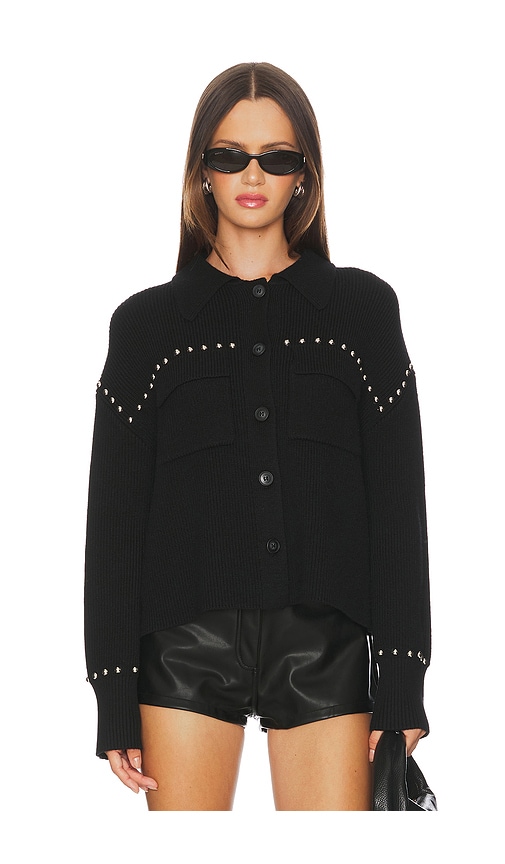 Central Park West Jay Studded Sweater Jacket In Black