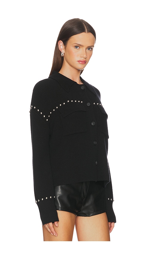 Central Park West Jay Studded Sweater Jacket In Black