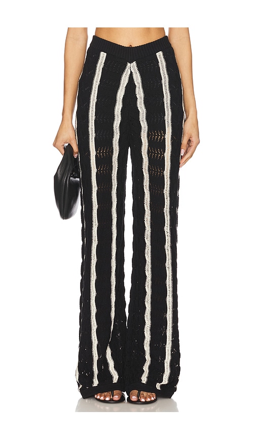 Central Park West Novelty Stitch Midrise Pant in Black