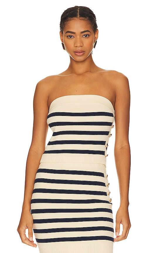Central Park West Flynn Button Bandeau In Navy