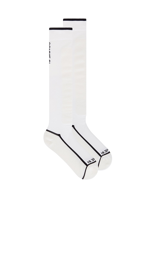 Comme Si Ski Sock in White & Black Stripe