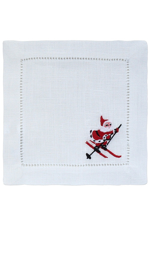 Shop Chefanie Skiing Santa Cocktail Napkins Set Of 4 In N,a