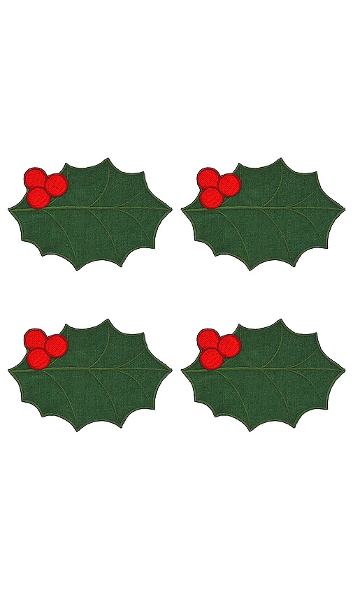 Chefanie Green Holly Cocktail Napkins Set Of 4 In N,a
