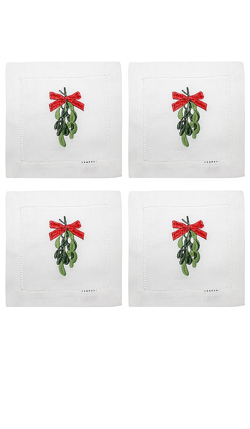 Chefanie Mistletoe Cocktail Napkins Set Of 4 In N,a