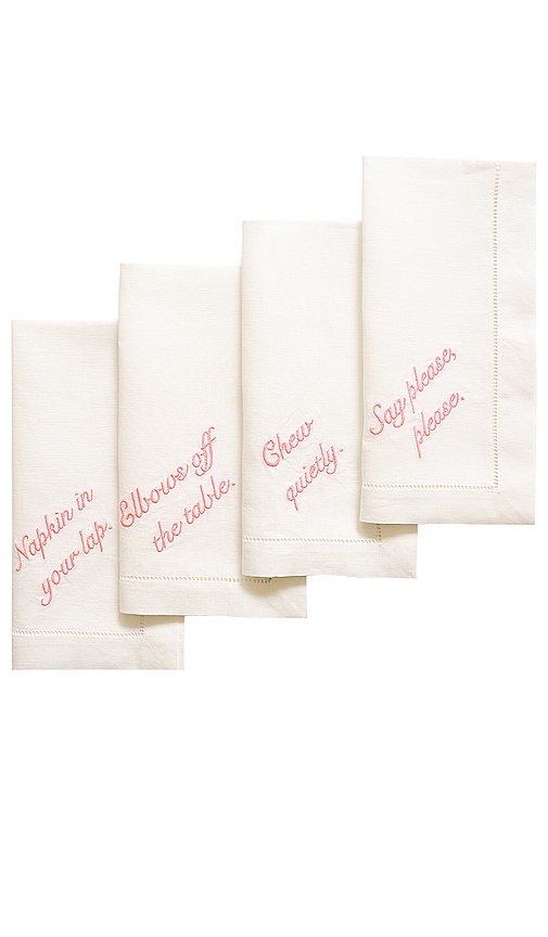 Chefanie Pink Manners Dinner Napkins Set Of 4 In N,a