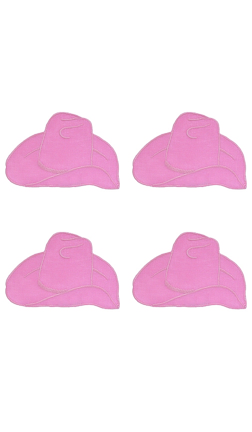 Chefanie Pink Cowboy Hat Cocktail Napkins Set Of 4 in Pink